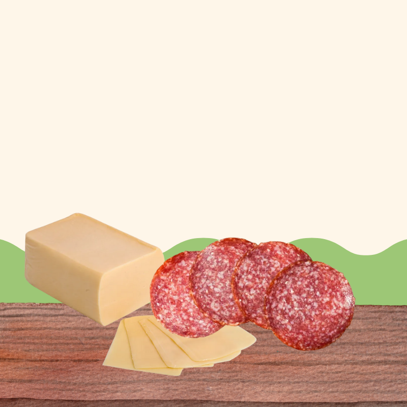 200gr queso barra + 200gr salame Milan